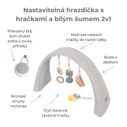Nastavitelná hrazdička s hračkami a bílým šumem 2 v 1 Sleepee