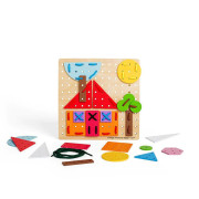 Dřevěná šněrovací hra Geometrické tvary Bigjigs Toys