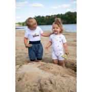 Overal tenký krátký Tisk Outlast® UPF 50+ bílá čmeláci Little Angel