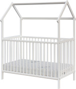 Dětská postýlka domeček Rika s vyndavacími příčkami borovice bílá 120 x 60 cm Scarlett 