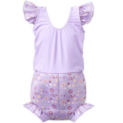 Plavky Happy Nappy kostýmek - Lilac Spring Frills s volánky Vel. XXL (2-3 roky)