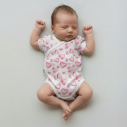 Zavinovací kojenecké body krátký rukáv mušelín Srdce Baby Service