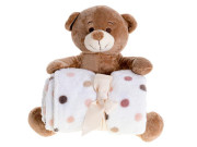 Medvídek plyšový 25 cm sedící s dečkou 90 x 75cm 