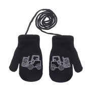 Zimní palcové pletené rukavičky se šňůrkou pro kluky 2 -3 roky