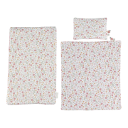 Postýlka pro panenky dřevěná s peřinkou Pink Little Dutch