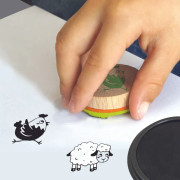 Dětská dřevěná razítka Aladine Stampo Bambino, 8 ks - Farma