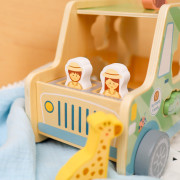 Dřevěná vkládačka Zvířátka Safari auto 9 ks Tooky Toy