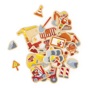 Dřevěné magnetky pro děti Na stavbě 24 ks Janod