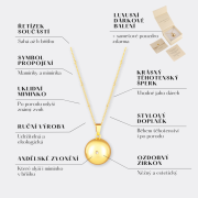 Těhotenský šperk bola Glow hladká zlatá s bílým kamínkem + řetízek Moniel