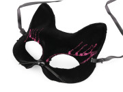 Karnevalová maska - škraboška sametová s glitry kočka