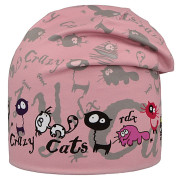Funkční čepice dlouhá oboustranná Crazy Cats růžová RDX