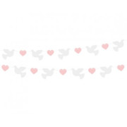 Girlanda papírová hrdličky - růžové srdce 150 cm