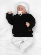 Rostoucí oversize pletený svetřík pro miminko černý Baby Nellys