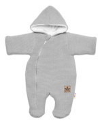 Zimní pletená kombinézka/overálek s kapucí světle šedá Vel. 62 Baby Nellys