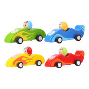 Barevné dřevěné závodní auto 1ks Bigjigs Toys