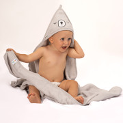 Dětská osuška s kapucí šedá Medvídek 100x100 Akuku