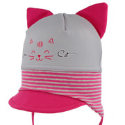 Dívčí vázací čepice s oušky a kšiltem Kočka RDX