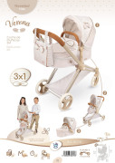 Skládací kočárek pro panenky 3 v 1 s taškou Verona 73 cm DeCuevas