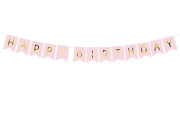 Závěsný baner "Happy birthday" růžový