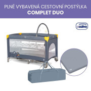 Complet duo cestovní postýlka s druhým dnem a hrazdičkou Asalvo