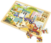 Dřevěné puzzle 48 dílků Viga - stavební stroje