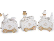 Dřevěný vláček k vánočnímu aranžování bílý