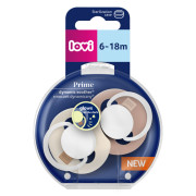 Dudlík svítící silikonový dynamický Prime 6-18 m 2 ks Ivory/Blush Lovi