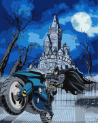Malování podle čísel metalic - Batman s motorkou 40 x 50 cm 