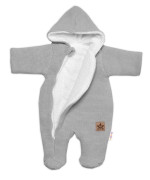 Zimní pletená kombinézka/overálek s kapucí světle šedá Vel. 62 Baby Nellys