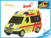 Auto ambulance 18 cm na setrvačník na baterie se světlem a zvukem