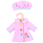 Růžový kabátek s knoflíky pro panenku Bigjigs Toys 28 cm