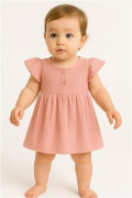 Kojenecké mušelínové šaty New Baby pink