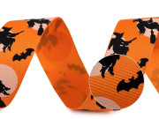 Rypsová stuha Halloween šíře 25 mm oranžová dýně