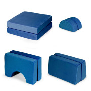 Kreativní dětská pohovka z měkkých polštářů – skládací modulární set 8 dílů - tm. modrá