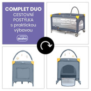 Complet duo cestovní postýlka s druhým dnem a hrazdičkou Asalvo