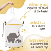 Koš na hračky bavlněný uzavíratelný 43 l Sipo