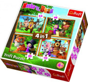 Puzzle 4v1 Máša a Medvěd Lesní Dobrodružství