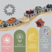 Silikonová bambusová skládačka ozubená kolečka, Multicolor