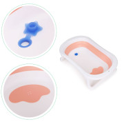 Dětská skládací cestovní vanička s odtokem růžová