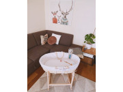 Houpací stojan na Mojžíšův košík pro miminko RockingBaby transparent bezbarvý lak 2.JAKOST