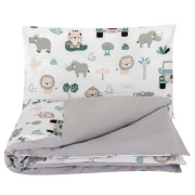 Povlečení 120x90 cm (peřinka + polštářek) Pojizdná zoo/šedá Bomimi 