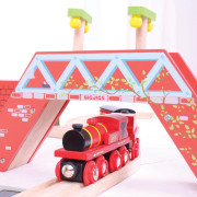 Červená lokomotiva s tendrem + 3 koleje Bigjigs Rail