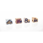 Navlékací dopravní prostředky - navlékací set - 13 dřevěných dílů a 8 předloh Cubika