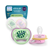 Šidítko Ultra air růžová/zelená 6-18 m obrázek dívka 2 ks Philips Avent