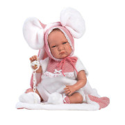 Obleček pro panenku miminko New Born velikosti 40-42 cm Llorens 3dílny červený