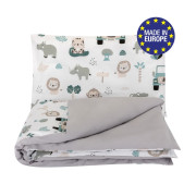Povlečení 120x90 cm (peřinka + polštářek) Pojizdná zoo/šedá Bomimi 