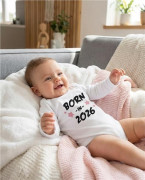 Dětské body s potiskem New Baby Born in 2026 pink