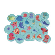 Měkké obrázkové pexeso do vany Mořská zvířátka 24 ks Janod