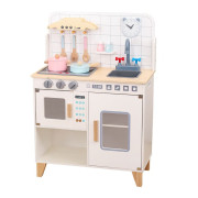 Dětská dřevěná kuchyňka s vybavením Montessori bílá Baby Mix