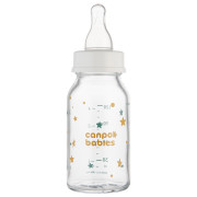 Canpol babies Lahev skleněná s úzkým hrdlem Toys 120 ml Bílá